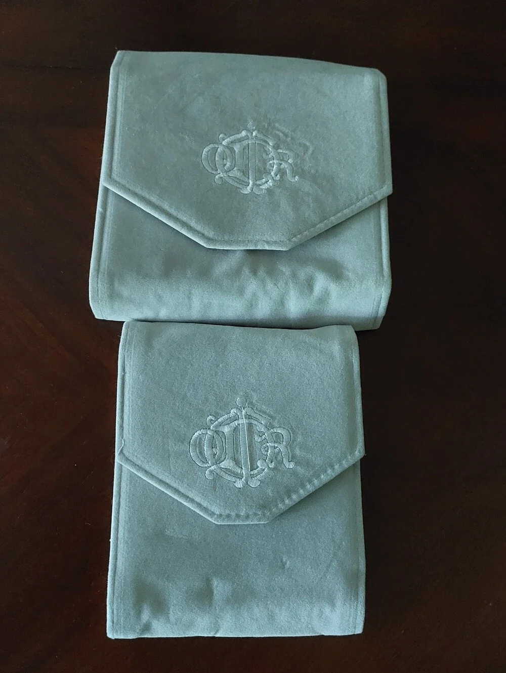 Rare Vintage Christian Dior "Perles" Velvet Jewelry Pouch Set (2 Sizes) - Picture 1 of 16